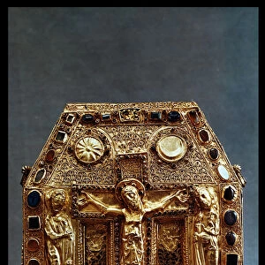 Reliquary of Pepin I (803-38) King of Aquitaine (wood overlaid with gold inlaid with
