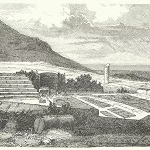 Remains of the ancient Roman theatre at Tusculum (engraving)