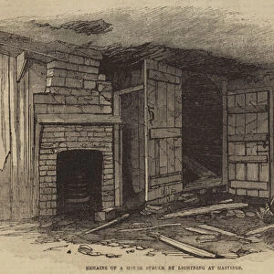 Remains of a House struck by lightning at Hastings (engraving)