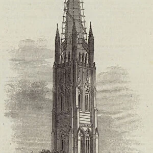 Restoration of Louth Church and Spire (engraving)