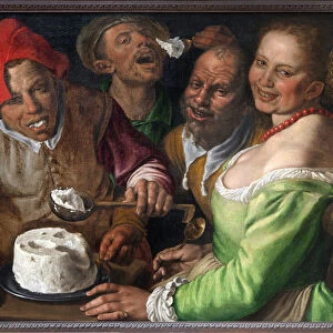 Ricotta Eaters, Painting by Vincenzo Campi (1536-1591). Photography, KIM Youngtae, Lyon, Musee des Beaux Arts de Lyon