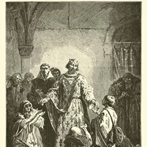 Robert had a kindly feeling for the weak and poor (engraving)