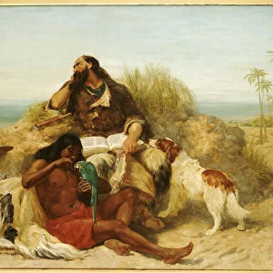Robinson Crusoe and his Man Friday (oil on canvas)