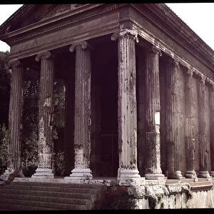 Roman art: view of the ruins of the Temple of Portunus (temple of manly fortune)