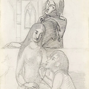 Romeo and Juliet, with Friar Lawrence (pencil, pen & ink on paper)