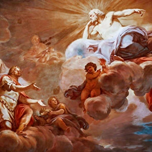 Romulus is welcomed in Olympus by Jupiter. Detail of "Apotheosis of Romulus "1775 -1779, fresco
