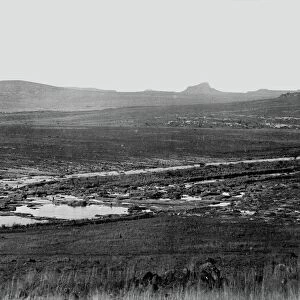 Rorkes Drift with Isandlwana in the distance, 1879 (b / w photo)