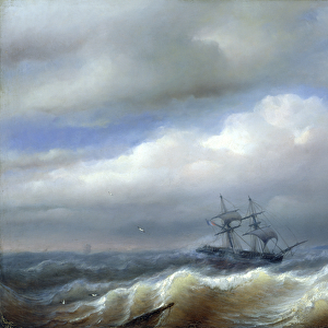Rough Sea in Stormy Weather, 1846 (oil on panel)