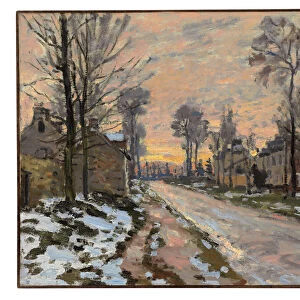 Route a Louveciennes, neige fondante, soleil couchant, c. 1869-70 (oil on canvas)