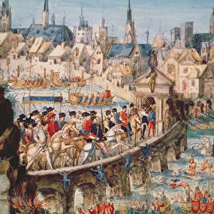 The Royal Entry Festival of Henri II (1519-59) into Rouen, 1st October 1550 (pen & ink