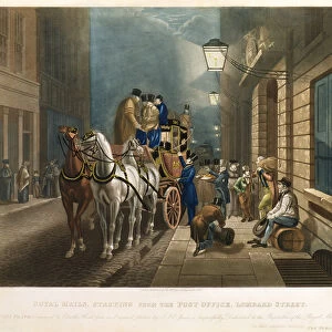 Royal Mails starting from the Post Office, Lombard Street, 1829 (colour engraving)