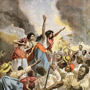 The Royal Princesses Preaching the Holy War in Madagascar, from Le Petit Journal