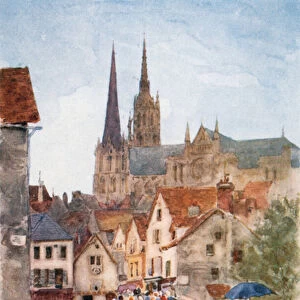Rue de la Porte Guillaume, Chartres (colour litho)