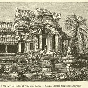 Ruines a Ang-Kor-Vat, facade interieure d une maison (engraving)