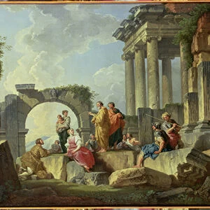 Ruins with the Apostle Paul preaching, 1744