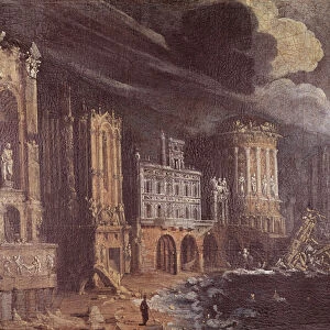 Ruins with the Legend of St. Augustine (oil on canvas)