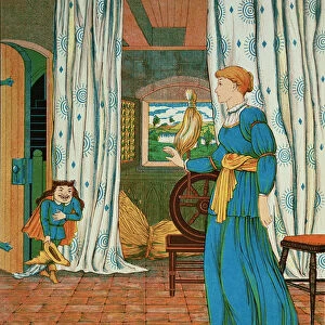 Rumpelstiltskin with the Princess (colour litho)