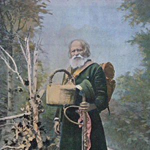A Russian Pilgrim, early twentieth century (colour litho) (after a colour photo)