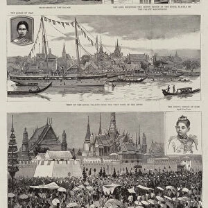 The Sacred Water Rite and Confirmation of the Title of HRH the Crown Prince of Siam, Bangkok, Siam (engraving)