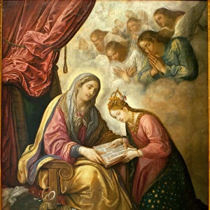 Saint Anne learning to read to the Virgin - Painting by Juan de Roelas (ca