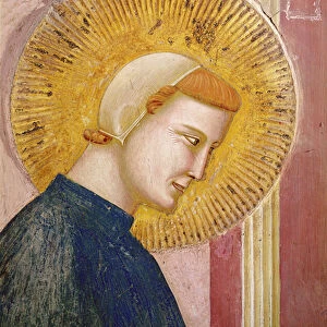 Saint Francis Honoured by a Simple Man, detail of the head of Saint Francis, c