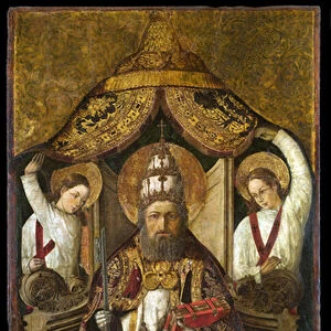 Saint Peter Enthroned - Peinture de Rodrigo de Osona (Orsona) (active 1465-1514) - ca. 1470-1480 - Oil on wood - 214, 2x112 - Museu Nacional d Art de Catalunya, Barcelona