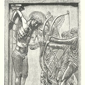 Saint Sebastien, Plaque en Bronze, par le Donatello, Collection Edouard Andre, Paris (engraving)