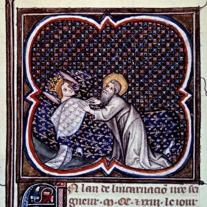 Saint Valery appearing to King Hugues Capet (941-996) Miniature from "