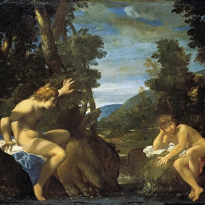 Salmacis and Hermaphroditus (oil on canvas)
