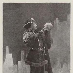 Sarah Bernhardt in the Character of Hamlet (b / w photo)
