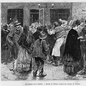 Saturday night in Dublin. Engraving by Tofani, to illustrate the story Trois mois en