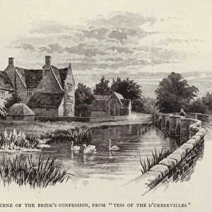 The scene of the brides confession, from "Tess of the D Urbervilles"(litho)