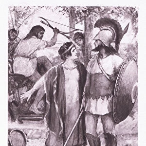 A scene at an Etruscan feast, illustration from The Roman Soldier, 1928 (litho)