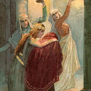 Scene from Lohengrin: Elsa accompanies Ortrude into the chamber (chromolitho)