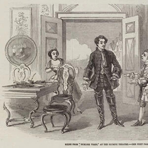 Scene from "Ticklish Times, "at the Olympic Theatre (engraving)