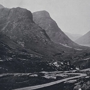 Scotland: The Pass of Glencoe (b / w photo)