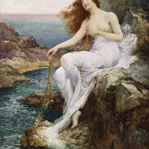 A Sea Nymph Seated on a Rock with a Ribbon of Seaweed, 1897 (watercolour)