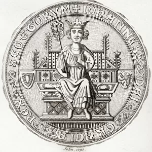 Seal of John Balliol, c. ?1249 - 1314, aka, Toom Tabard, Scots for "empty coat", King of Scots. From Iconographia Scotica or Portraits of Illustrious Persons of Scotland, published 1797