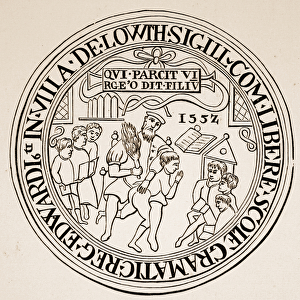 Seal of Louth Grammar School, 1552 (engraving) (sepia photo)