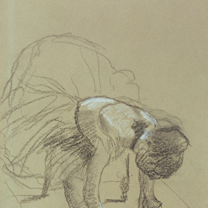 Seated Dancer Adjusting her Shoes, c. 1890 (charcoal and pastel on paper)