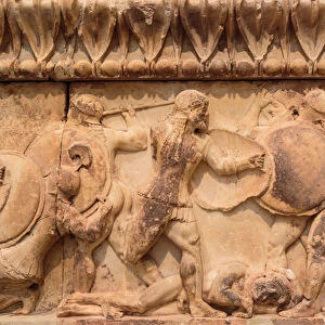Section of the frieze on the north side of the Treasury of the Siphnians