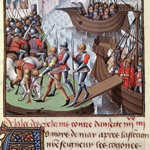 Seventh Crusade: the fleet of the Croises led by Saint Louis from Damiette in 1249