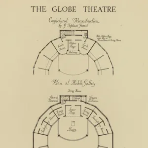 Shakespeares Globe Theatre, Southwark, London (litho)