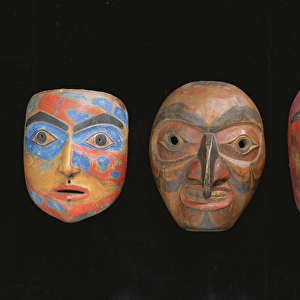 Three shaman masks (painted terracotta)