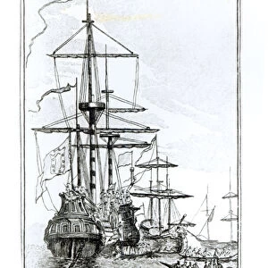 The Sheik or Governor of Mozambique Visits da Gama on Board his Ship (engraving)
