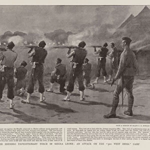 With the Sherbro Expeditionary Force in Sierra Leone, an Attack on the "3rd West India"Camp (litho)