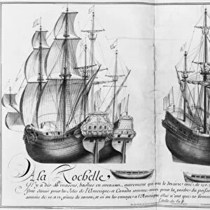 Ships known as pinasses, La Rochelle, illustration from Desseins des