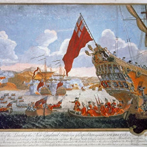 Siege of the French fortress of Louisbourg in 1745 by British vessels
