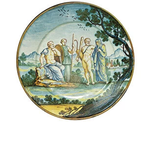 Siena plate, with Hercules bringing Alcestis before King Admetus, c. 1745 (ceramic)