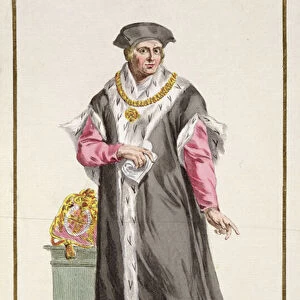Sir Thomas More (1478-1535) from Receuil des Estampes, representant les Rangs et les Dignites, suivant le Costume de toutes les Nations existantes, published 1780 (hand-coloured engraving)